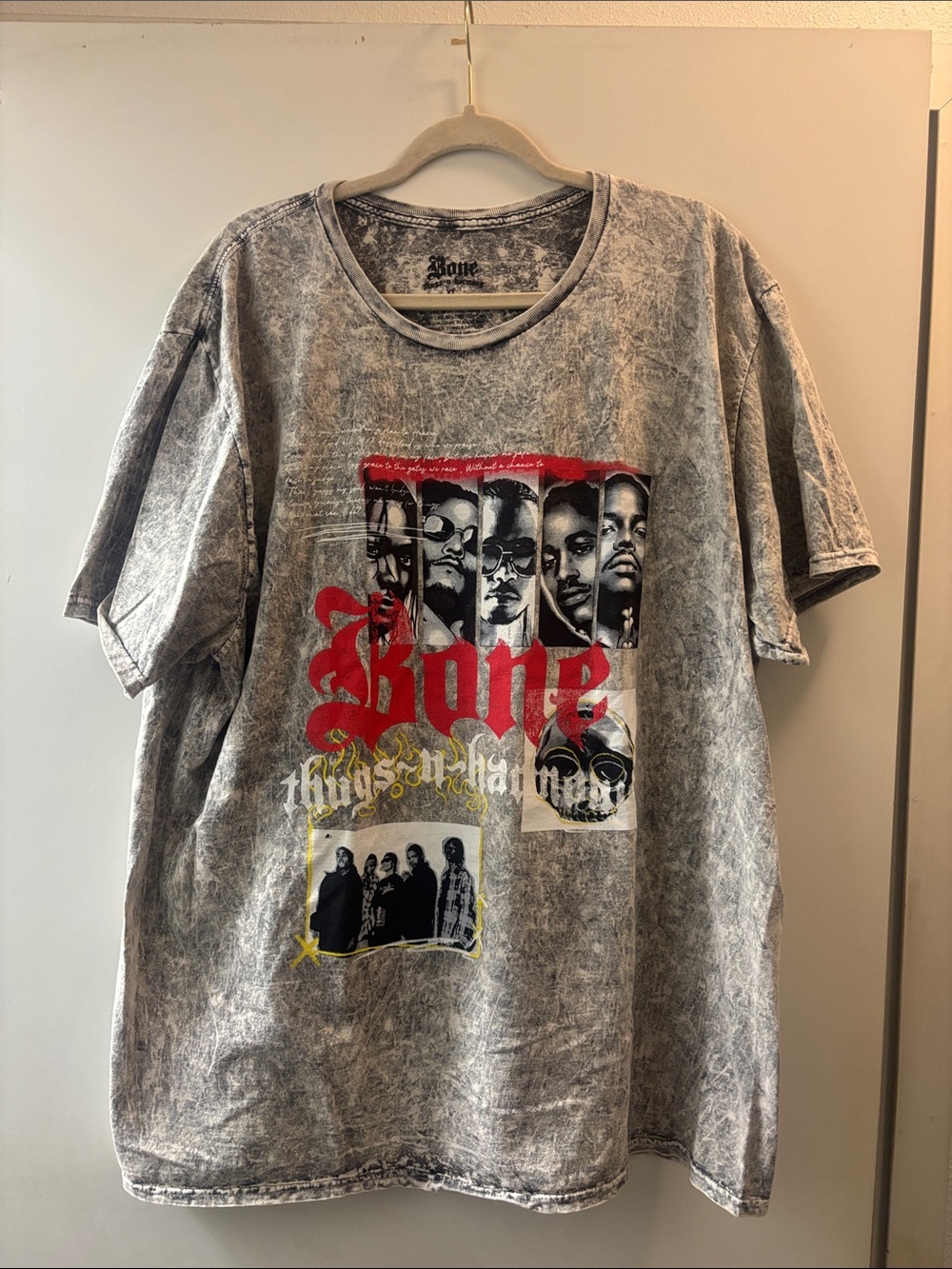 Bone Thugs Graphic Mineral-Wash Tee - Gray with Red Accents